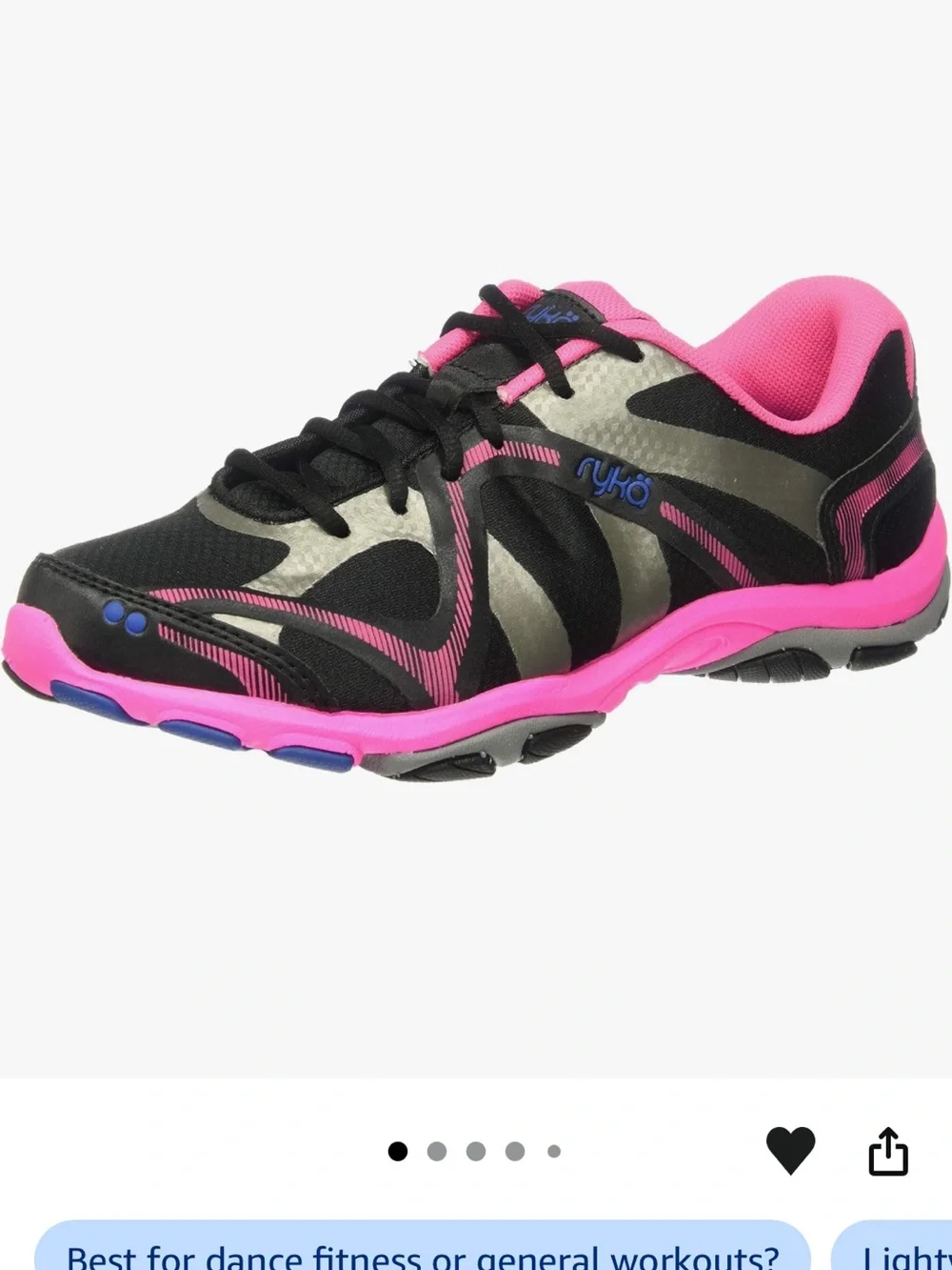 Ryka Black and Hot Pink Women's Athletic Sneakers